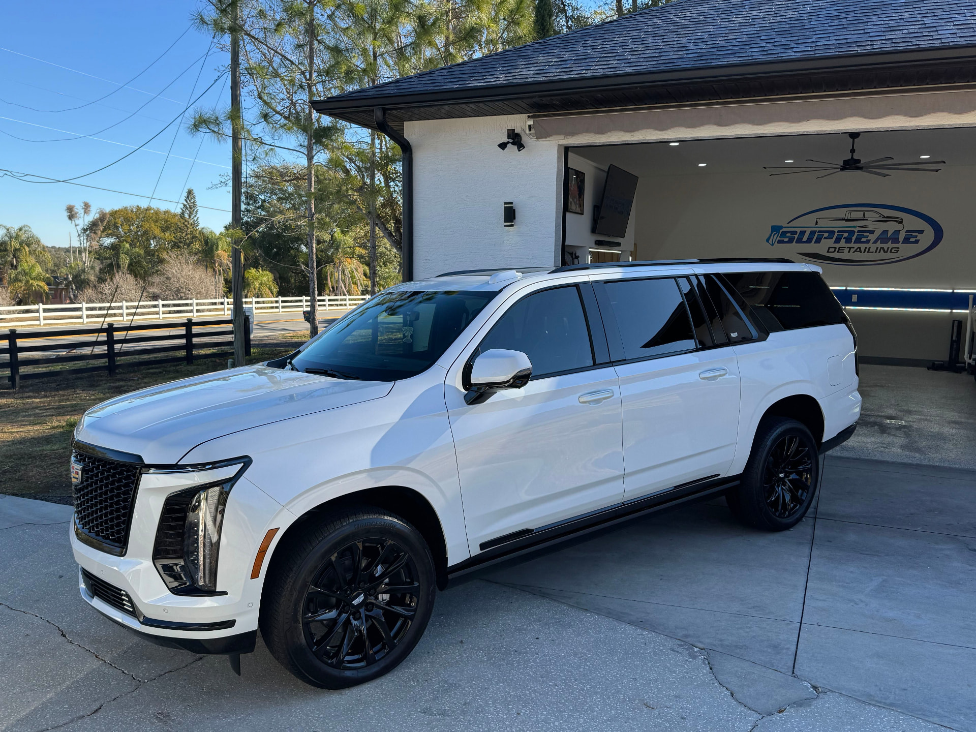 White Cadillac Escalade ESV detailed by Supreme Detailing